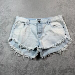 ONE X ONETEASPOON Brandos Shorts Women 32 Blue Denim Cut-Off Frayed Hem